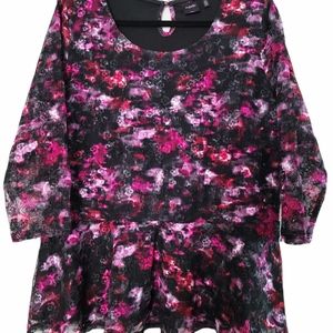 Floral and Lace Peplum Top